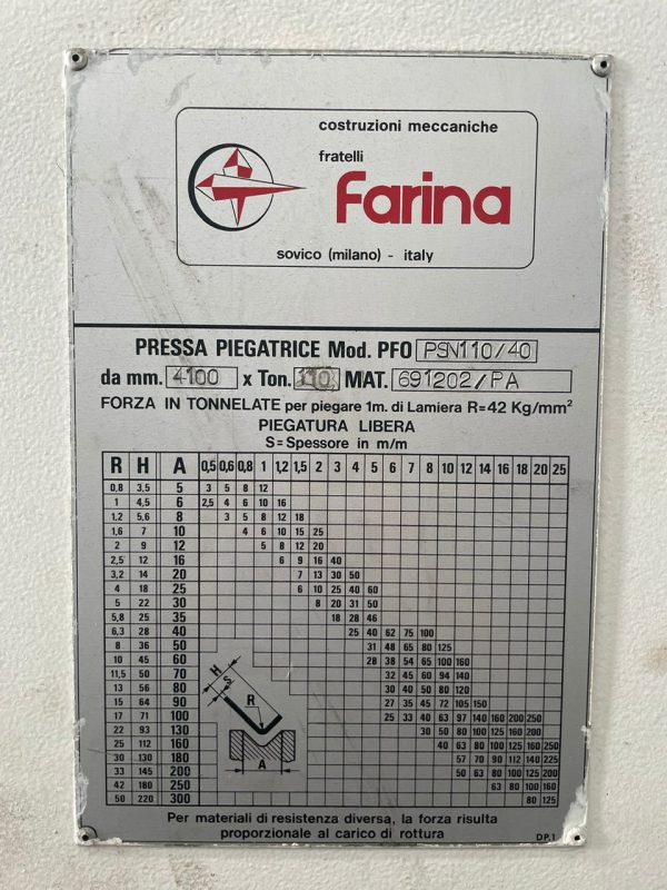 PRESSA PIEGATRICE "FARINA" USATA