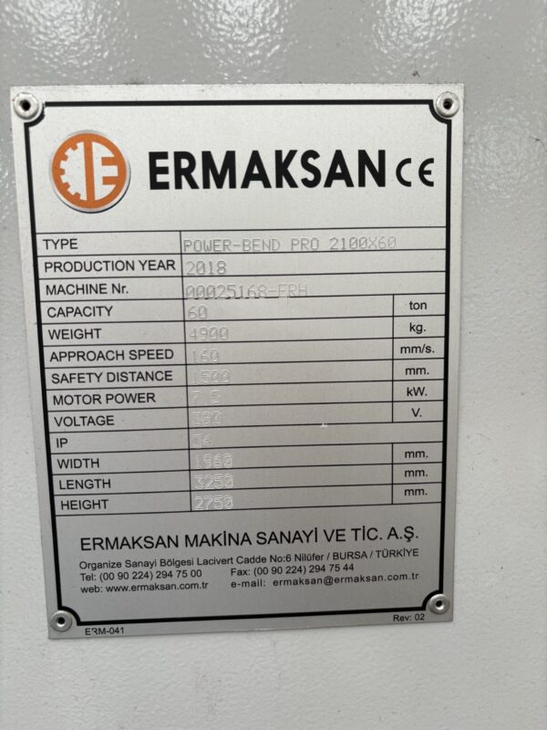 PRESSA PIEGATRICE  "ERMAKSAN" MOD. POWER-BEND USATA - immagine 2
