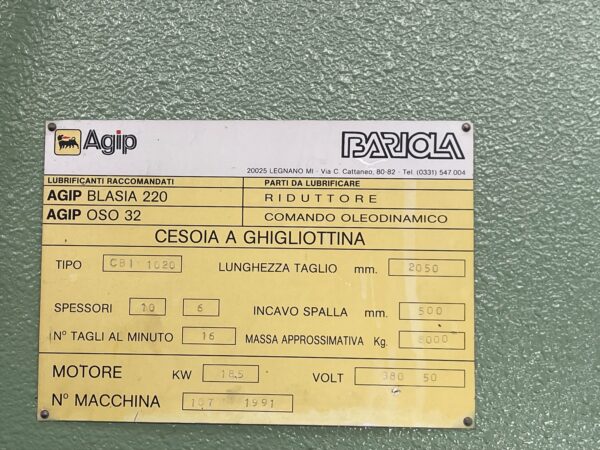 CESOIA IDRAULICA "BARIOLA" USATA
