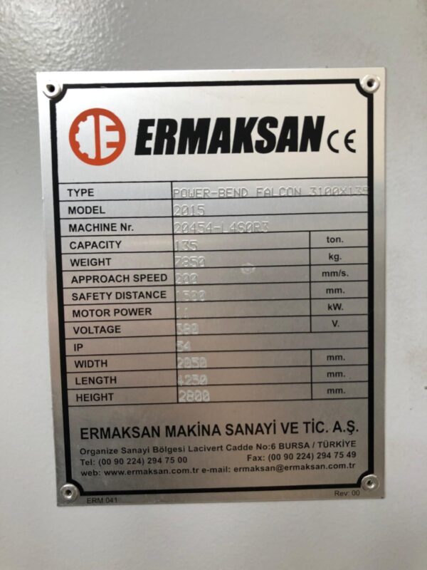 PRESSA PIEGATRICE IDRAULICA "ERMAKSAN" USATA