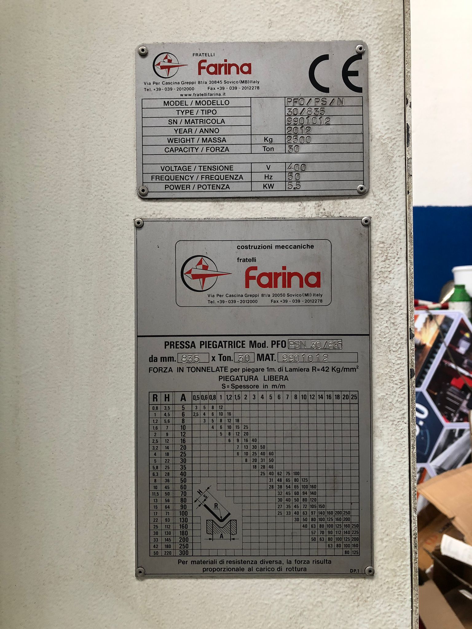 PRESSA PIEGATRICE "FARINA" MOD. JUNIOR USATA 3 PRESSA PIEGATRICE FARINA JUNIOR